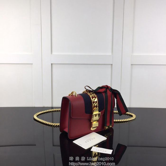 GUCCI古馳 新款 專櫃品質 原單 431666 大紅 鏈條單肩斜挎包HY1348